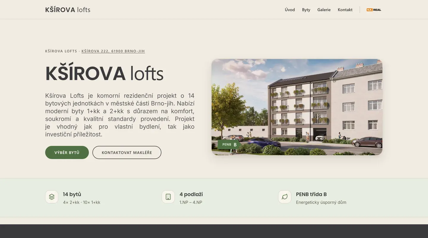 Podgląd strony Kšírova lofts